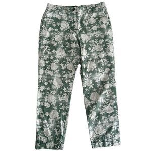 Wildfang Floral Pants – Green/White, Size 8
